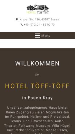 Vorschau der mobilen Webseite www.toeff-toeff-essen.de, Hotel Wirtshaus Töff-Töff