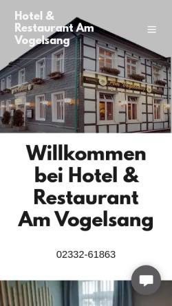 Vorschau der mobilen Webseite www.am-vogelsang.de, Hotel-Restaurant Am Vogelsang
