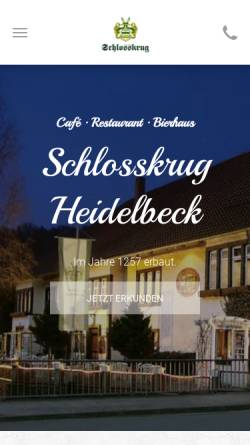 Vorschau der mobilen Webseite schlosskrug-heidelbeck.de, Schlosskrug Heidelbeck