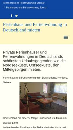 Vorschau der mobilen Webseite www.ferienhaus-privat.de, Ferienhaus Lindner