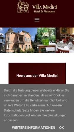 Vorschau der mobilen Webseite villa-medici-krefeld.de, Villa Medici, Ristorante & Hotel