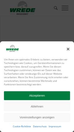 Vorschau der mobilen Webseite www.reisedienst-wrede.de, Reisedienst Wrede