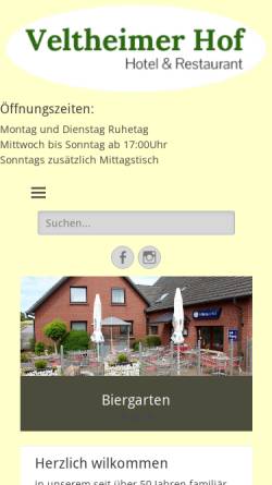 Vorschau der mobilen Webseite www.veltheimer-hof.de, Veltheimer Hof