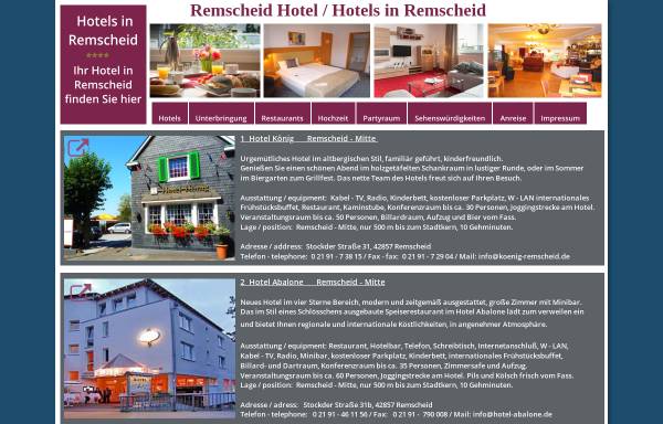 Vorschau von www.hotels-remscheid.de, Hotels in Remscheid