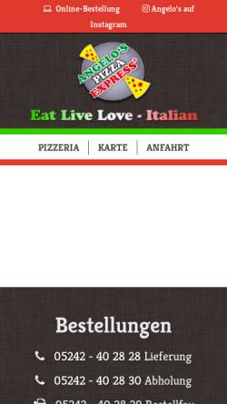 Vorschau der mobilen Webseite www.angelos-pizza-express.de, Angelo's Pizza Express