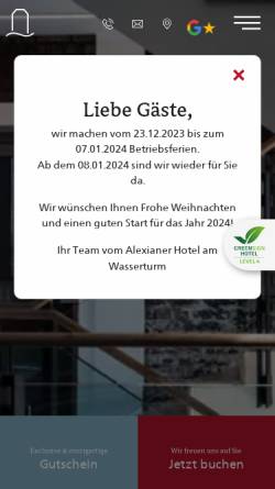 Vorschau der mobilen Webseite www.alexianer-hotel-am-wasserturm.de, Hotel am Wasserturm