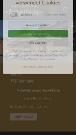 Vorschau der mobilen Webseite www.hotel-hungerkamp.de, Hotel Restaurant Hungerkamp
