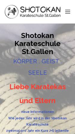 Vorschau der mobilen Webseite www.shotokan-sg.ch, Shotokan Karate St.Gallen - Marcel Kurz
