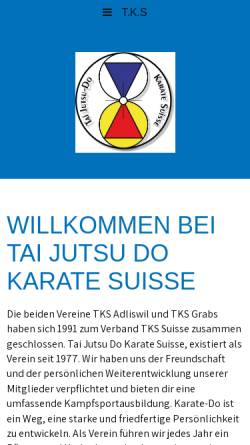 Vorschau der mobilen Webseite www.tks-karate.ch, Tai Jutsu Do Karate Suisse