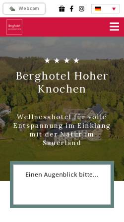 Vorschau der mobilen Webseite www.hoher-knochen.de, Berghotel Hoher Knochen, Schmallenberg-Westfeld