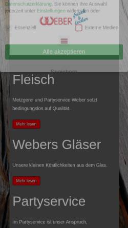 Vorschau der mobilen Webseite www.weber-partyservice.de, Metzgerei und Partyservice Weber