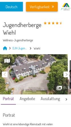 Vorschau der mobilen Webseite wiehl.jugendherberge.de, Jugendherberge Wiehl