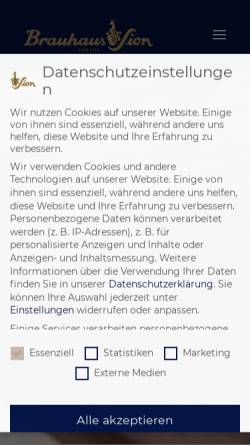 Vorschau der mobilen Webseite brauhaussion.de, Sion