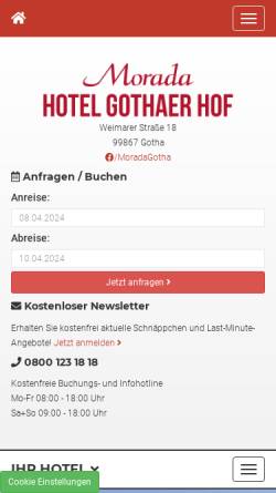Vorschau der mobilen Webseite www.thueringen.morada.de, Morada Hotel Gothaer Hof