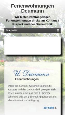 Vorschau der mobilen Webseite www.deumann.de, Ferienwohnung Familie Deumann