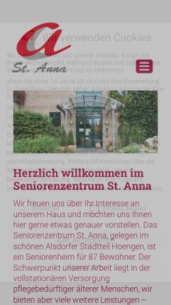 Vorschau der mobilen Webseite www.sz-st-anna.de, Seniorenzentrum St. Anna