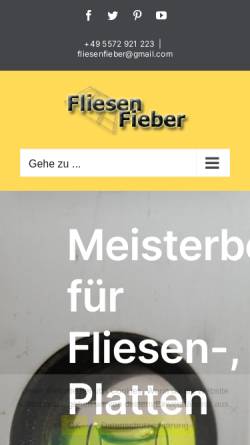 Vorschau der mobilen Webseite www.fliesenfieber.de, Fliesen Fieber - Thomas Fieber