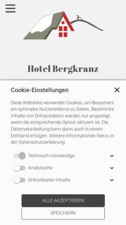 Vorschau der mobilen Webseite www.hotelbergkranz.de, Hotel Bergkranz