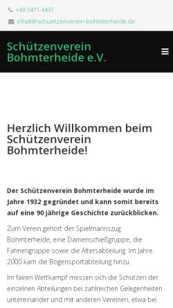 Vorschau der mobilen Webseite www.schuetzenverein-bohmterheide.de, Schützenverein Bohmterheide e.V.