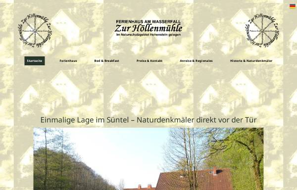 Vorschau von www.hoellenmuehle.de, Ferienhaus am Wasserfall Zur Höllenmühle