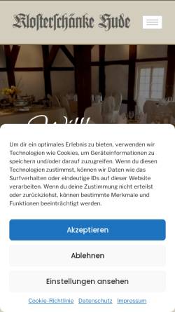Vorschau der mobilen Webseite www.klosterschaenke-hude.de, Klosterschänke Hude