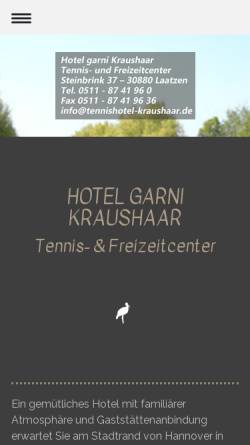 Vorschau der mobilen Webseite www.tennishotel-kraushaar.de, Tennishotel Kraushaar