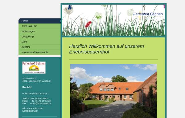 Vorschau von www.bauernhof-erlebnisferien.de, Erlebnisferienhof Behnen