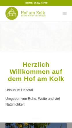 Vorschau der mobilen Webseite www.hof-am-kolk.de, Hof am Kolk