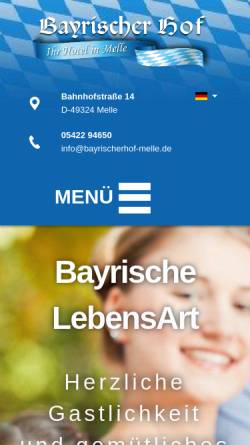 Vorschau der mobilen Webseite www.melle-hotel.de, Hotel Restaurant Bayrischer Hof