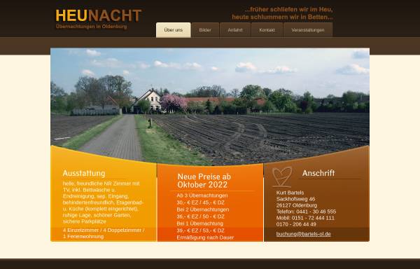 Vorschau von www.heunacht.de, Bartels Heu Hotel