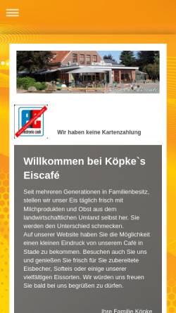 Vorschau der mobilen Webseite www.eiscafe-koepke.de, Köpkes Eiscafé