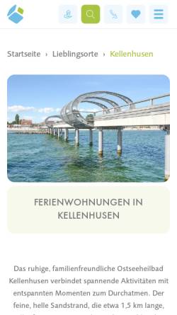Vorschau der mobilen Webseite www.kellenhusen-dahme.de, Ferienwohnungen und Ferienhäuser in Kellenhusen und Dahme