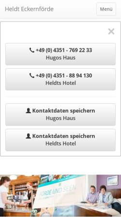 Vorschau der mobilen Webseite www.heldt-eckernfoerde.de, Kaffeehaus und Konditorei Heldt