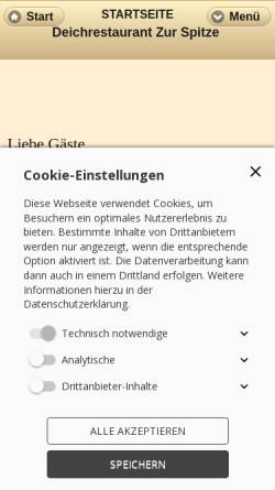 Vorschau der mobilen Webseite deichrestaurant-zurspitze.de, Deichrestaurant & Cafe Zur Spitze
