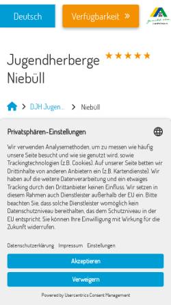 Vorschau der mobilen Webseite niebuell.jugendherberge.de, Jugendherberge Niebüll - Mühlenstraße