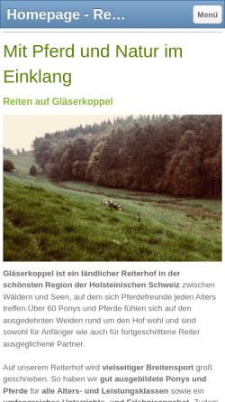 Vorschau der mobilen Webseite www.glaeserkoppel.de, Reiterhof Gläserkoppel