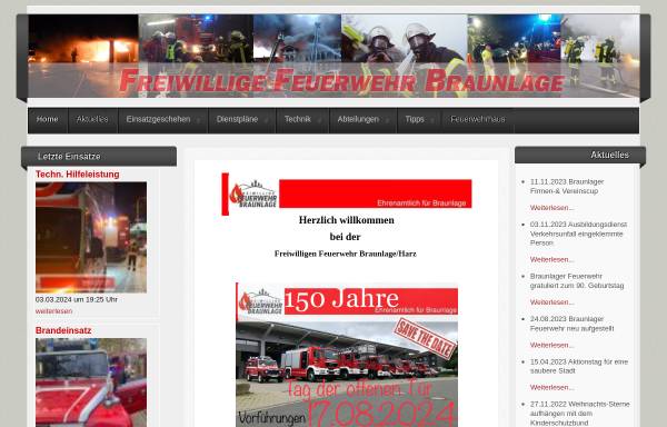 Vorschau von www.feuerwehr-braunlage.de, Freiwillige Feuerwehr Braunlage
