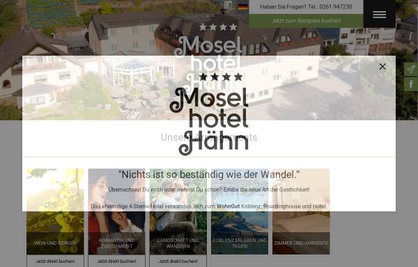 Vorschau von www.moselhotel-haehn.de, Hotel Hähn Koblenz-Güls