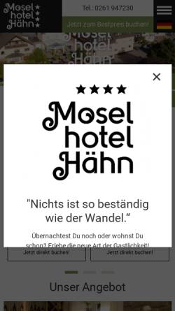 Vorschau der mobilen Webseite www.moselhotel-haehn.de, Hotel Hähn Koblenz-Güls