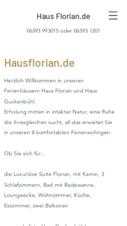 Vorschau der mobilen Webseite www.hausflorian.de, Haus Florian