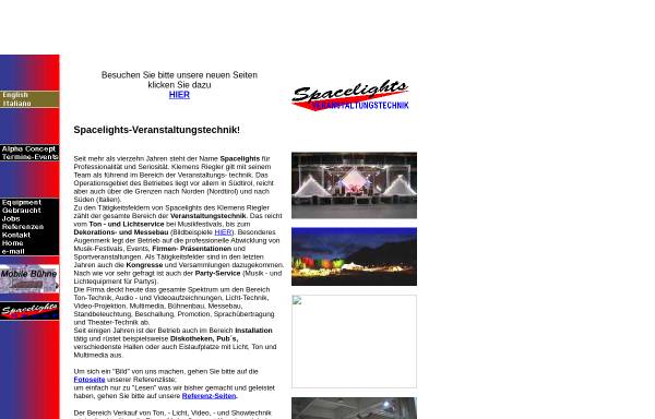 Vorschau von web.tiscali.it, Spacelights Veranstaltungstechnik - Bozen