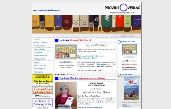 Vorschau von www.provinz-verlag.com, Provinz-Verlag kleine GmbH