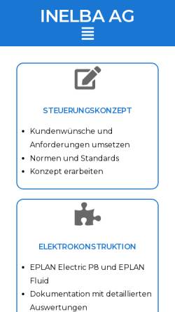 Vorschau der mobilen Webseite www.inelba.ch, INELBA AG Industrie-Elektronik Bauer - Spreitenbach