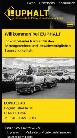 Vorschau der mobilen Webseite www.euphalt.ch, Euphalt AG