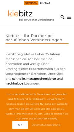 Vorschau der mobilen Webseite www.kiebitz.ch, Kiebitz - Verein zur Förderung beruflicher Neuorientierung