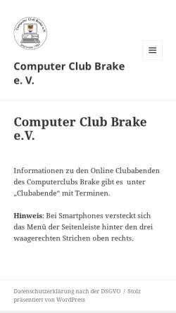 Vorschau der mobilen Webseite www.computerclub-brake.de, Computer Club Brake e.V.