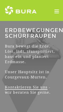 Vorschau der mobilen Webseite www.bura.ch, BURA AG - Murten - Erdbewegungen
