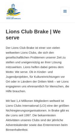 Vorschau der mobilen Webseite lions-club-brake.de, Lions-Club Brake