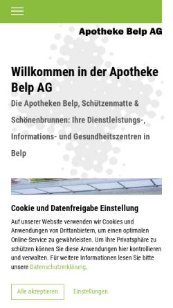 Vorschau der mobilen Webseite www.apothekebelp.ch, Apotheke Belp