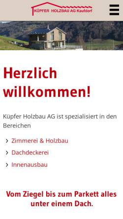 Vorschau der mobilen Webseite kuepfer-holzbau.ch, Küpfer Holzbau, Belp